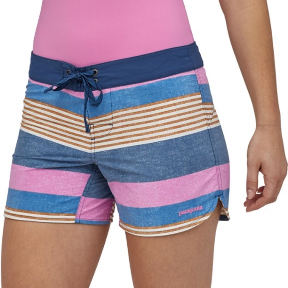 Patagonia Wavefarer ladderlock drawstring zip pocket striped board shorts
